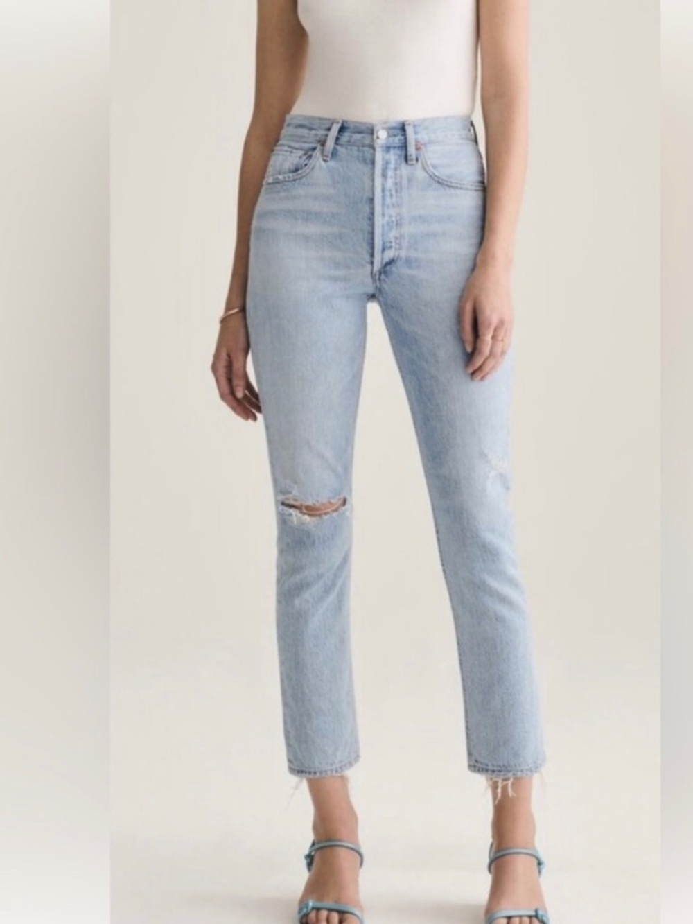 Agolde Jeans Riley 100% Cotton Light Indigo Wash Women's size 30 Cropped